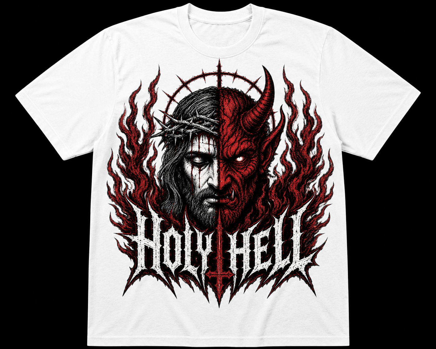 HOLY HELL™ Heaven & Hell Signature T-Shirt (Fire Flames)