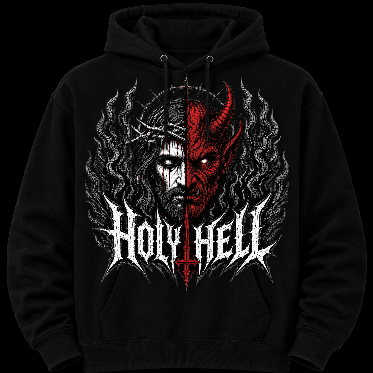HOLY HELL™ Heaven & Hell Signature Hoodie (Smoke Flames)