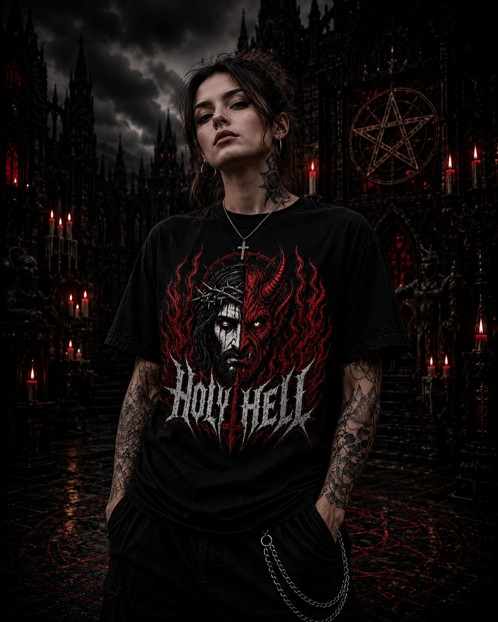 HOLY HELL™ Heaven & Hell Signature T-Shirt (Fire Flames)