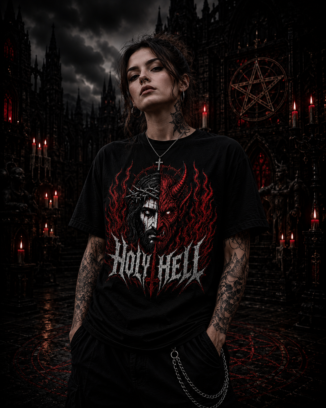 HOLY HELL™ Heaven & Hell Signature T-Shirt (Fire Flames)