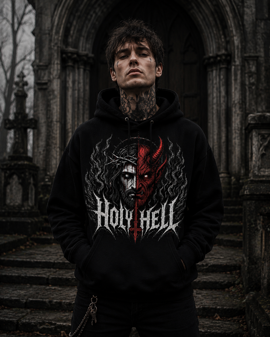 HOLY HELL™ Heaven & Hell Signature Hoodie (Smoke Flames)