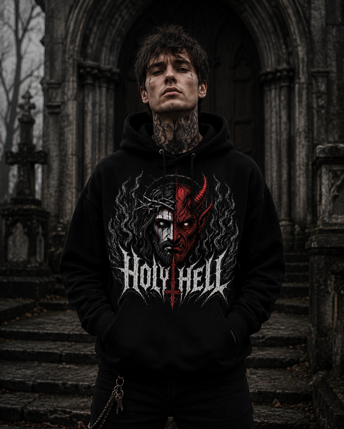 HOLY HELL™ Heaven & Hell Signature Hoodie (Smoke Flames)