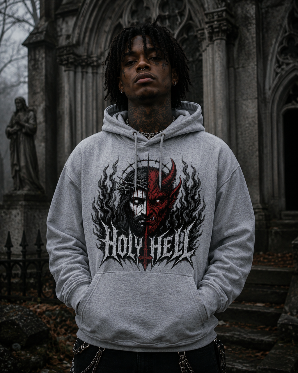 HOLY HELL™ Heaven & Hell Signature Hoodie (Smoke Flames)