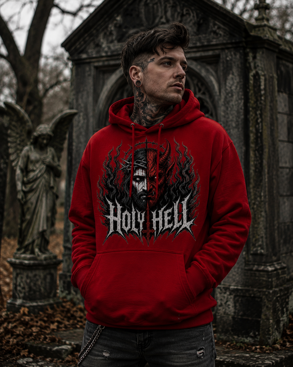 HOLY HELL™ Heaven & Hell Signature Hoodie (Smoke Flames)