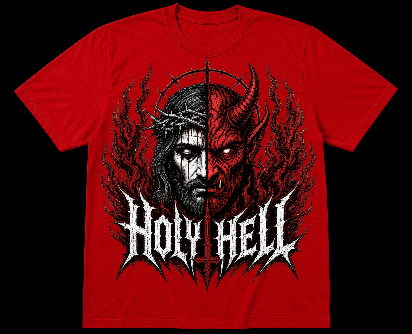 HOLY HELL™ Heaven & Hell Signature T-Shirt (Fire Flames)