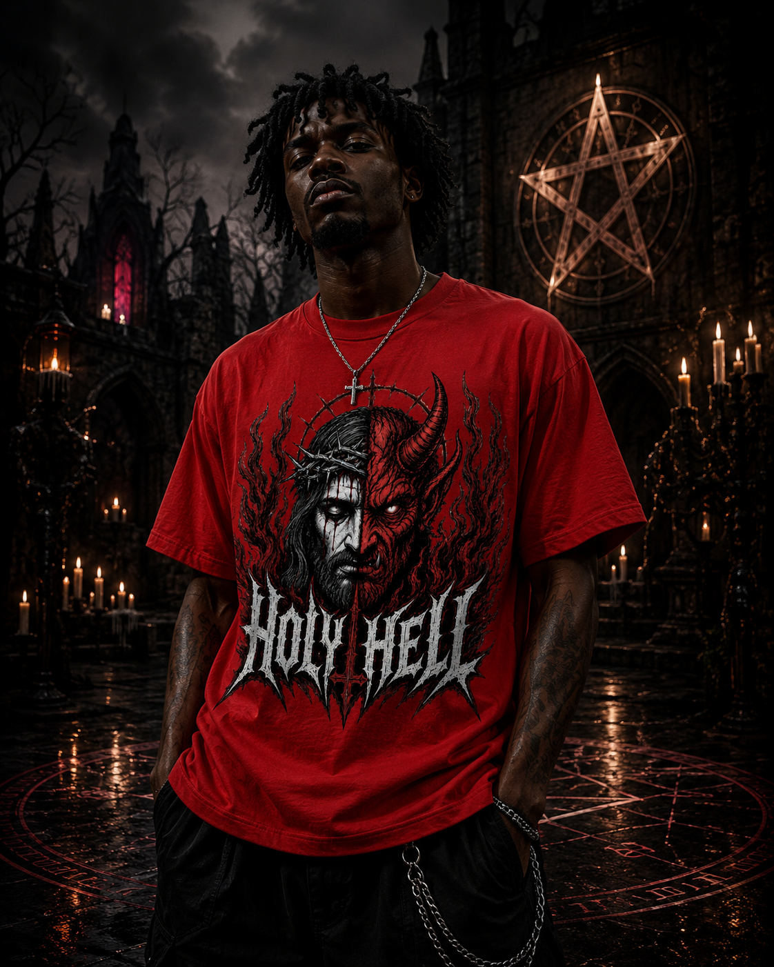 HOLY HELL™ Heaven & Hell Signature T-Shirt (Fire Flames)