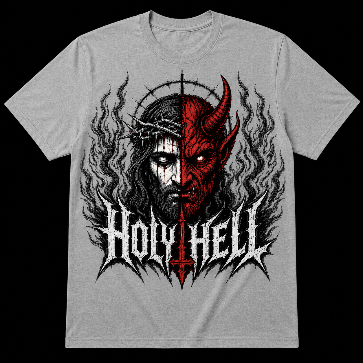 HOLY HELL™ Heaven & Hell Signature T-Shirt (Smoke Flames)