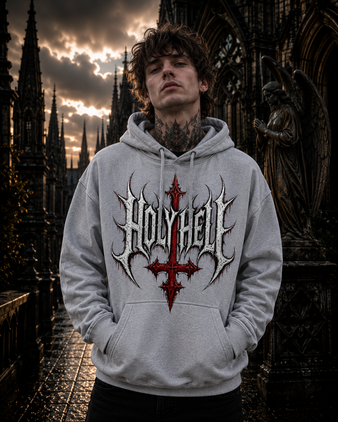 HOLY HELL™ Gothic Cross Hoodie