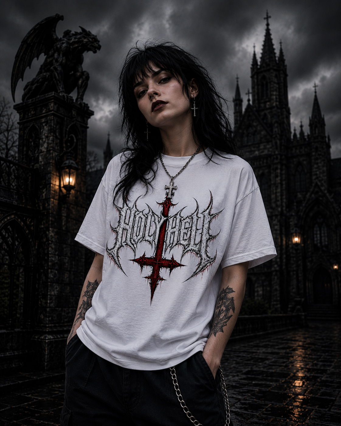 HOLY HELL™ Gothic Cross T-Shirt