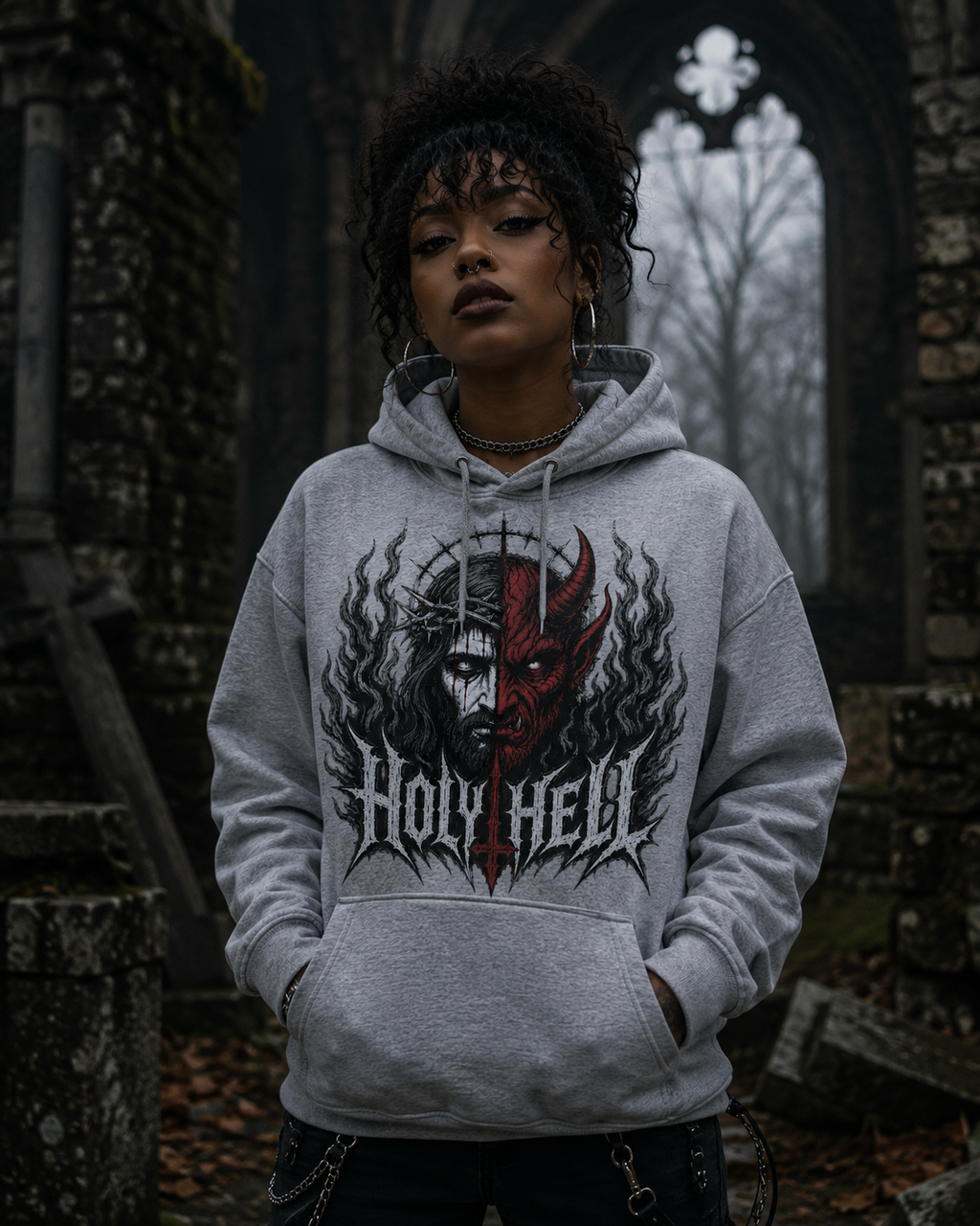 HOLY HELL™ Heaven & Hell Signature Hoodie (Smoke Flames)