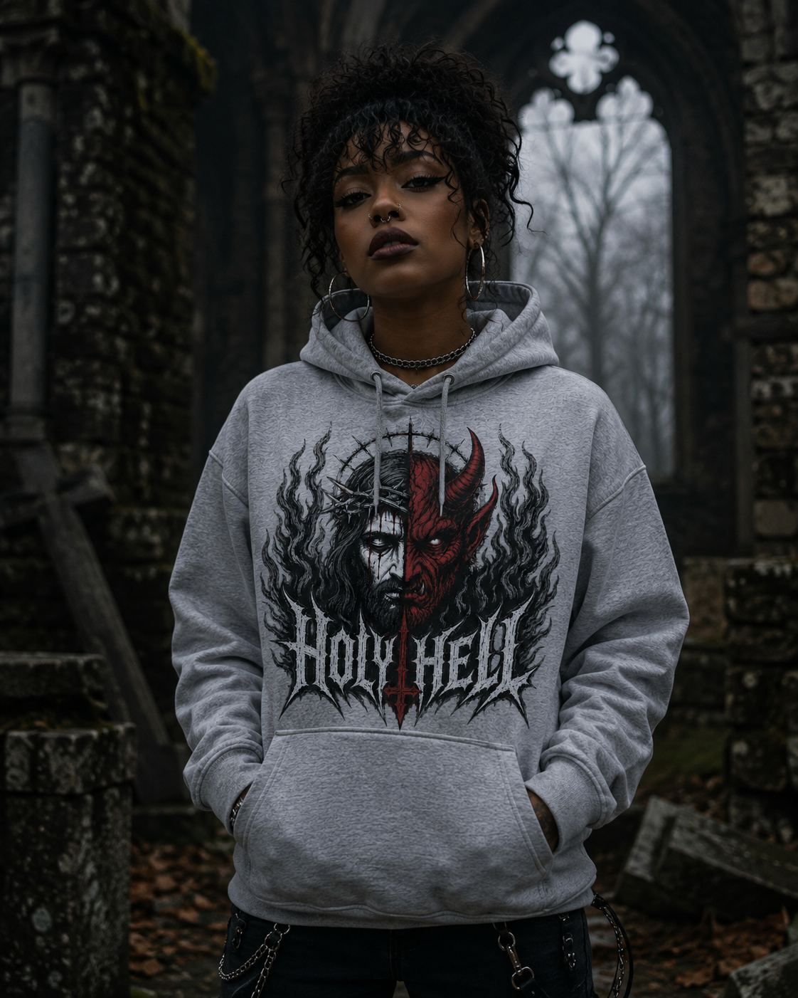 HOLY HELL™ Heaven & Hell Signature Hoodie (Smoke Flames)