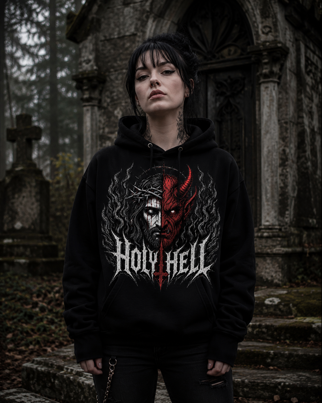 HOLY HELL™ Heaven & Hell Signature Hoodie (Smoke Flames)