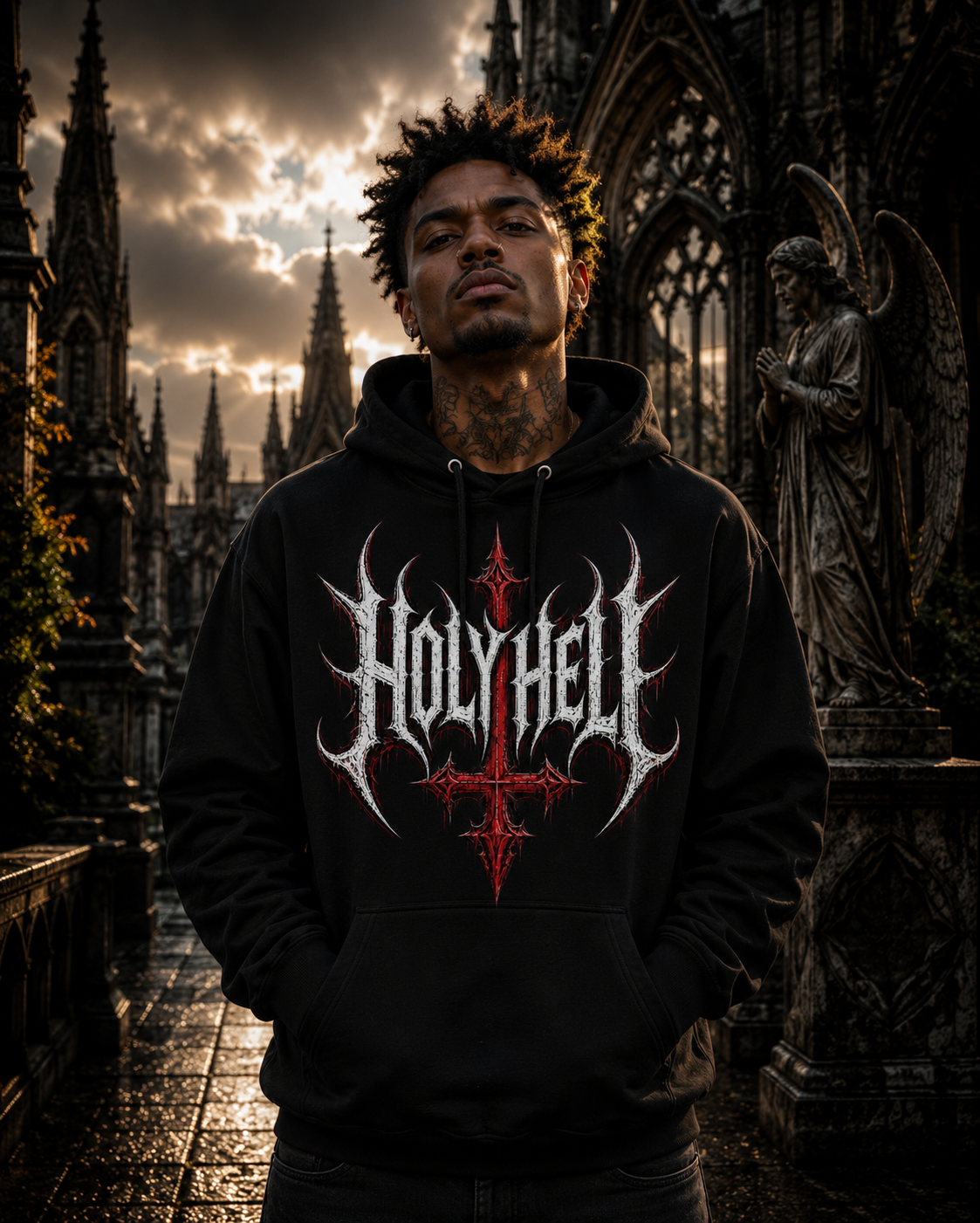 HOLY HELL™ Gothic Cross Hoodie