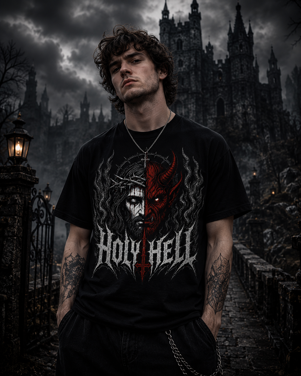 HOLY HELL™ Heaven & Hell Signature T-Shirt (Smoke Flames)