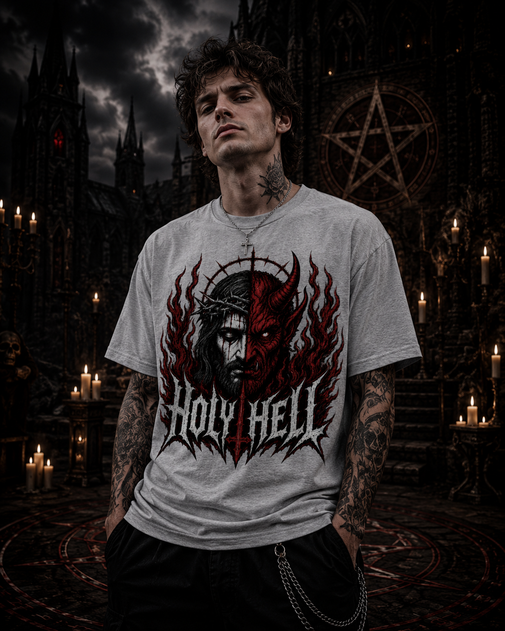 HOLY HELL™ Heaven & Hell Signature T-Shirt (Fire Flames)
