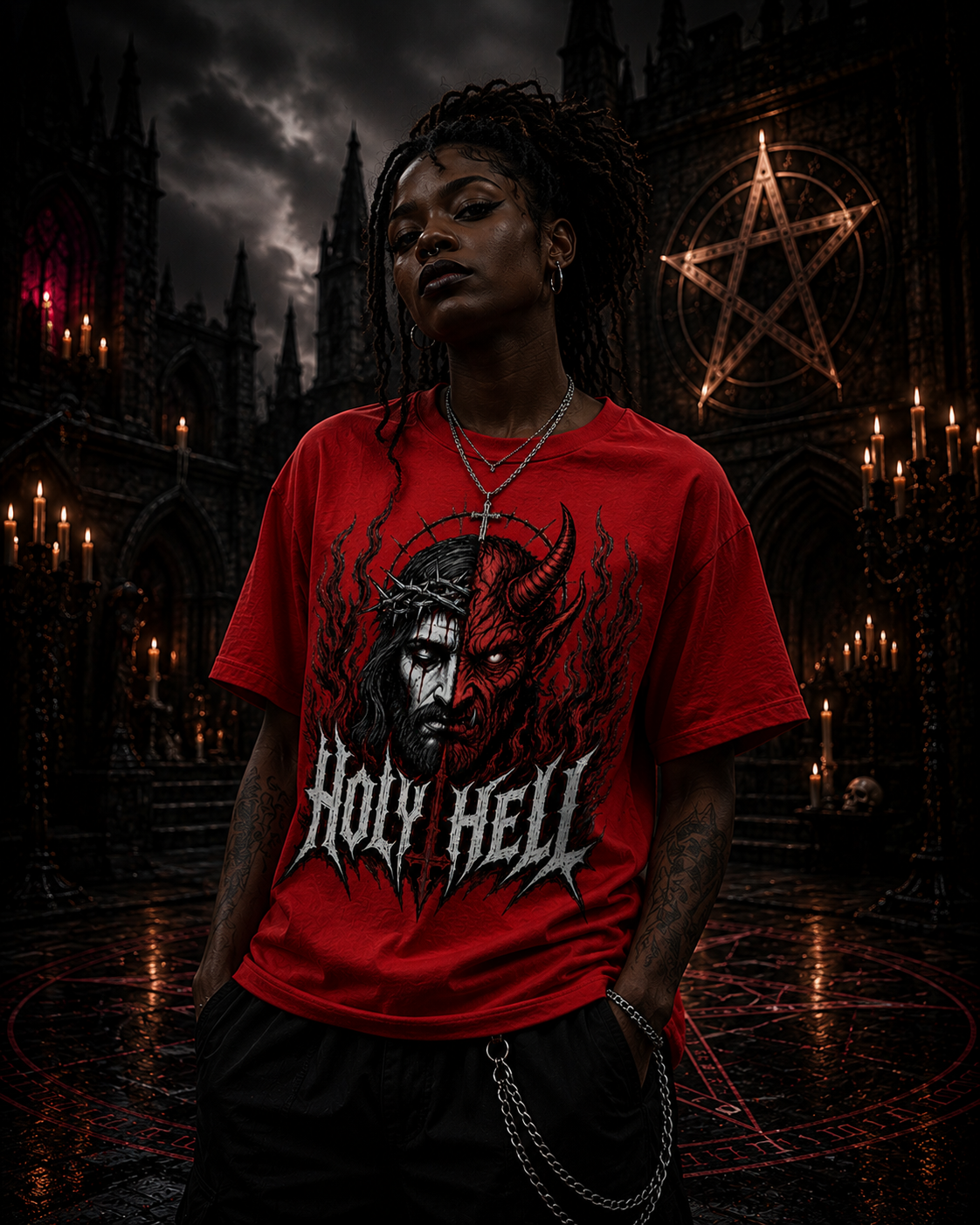 HOLY HELL™ Heaven & Hell Signature T-Shirt (Fire Flames)