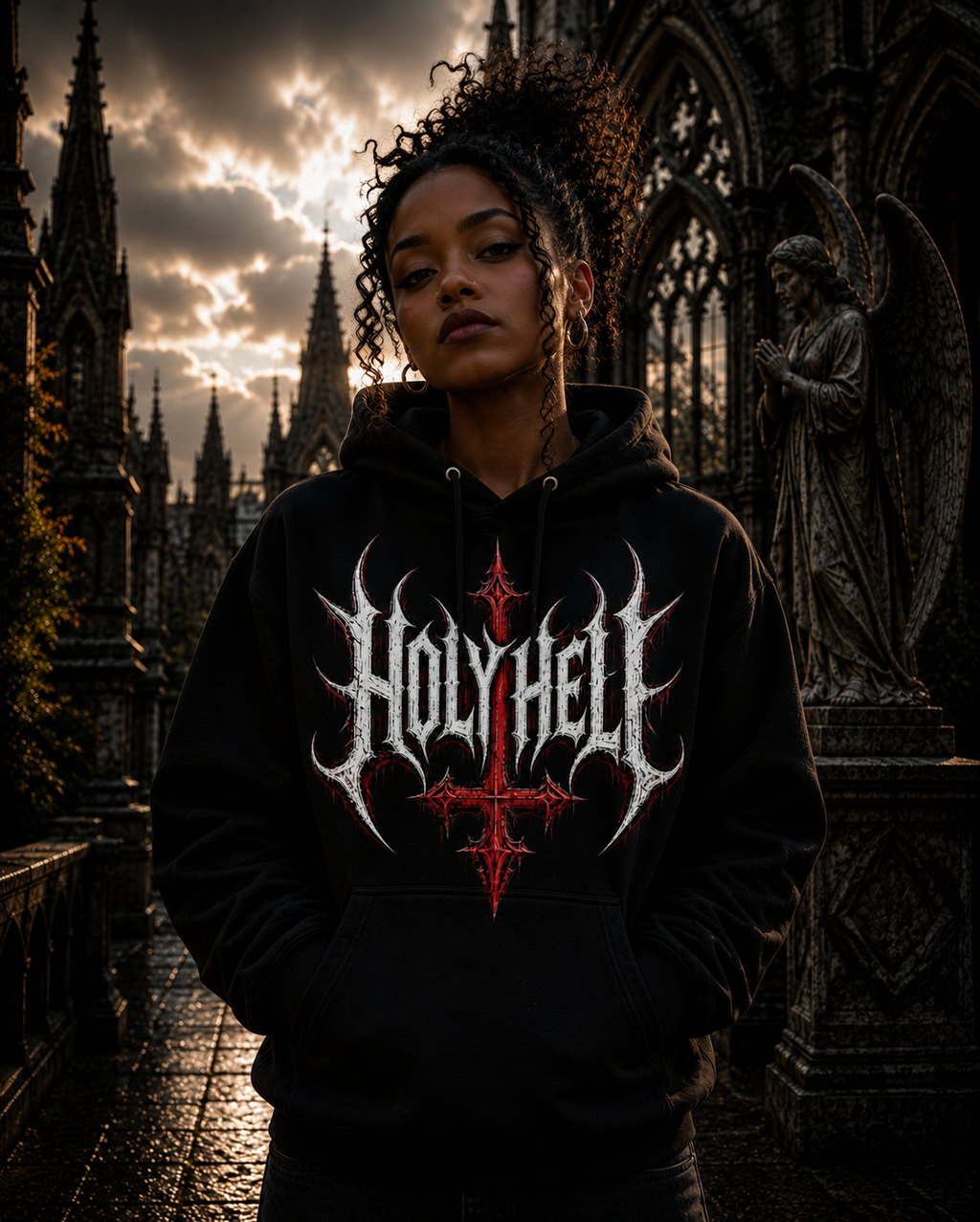 HOLY HELL™ Gothic Cross Hoodie