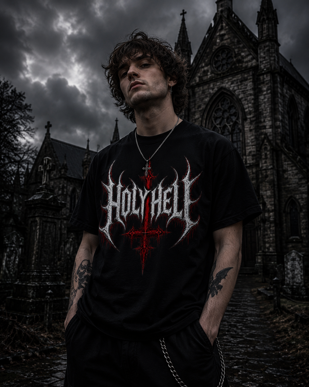 HOLY HELL™ Gothic Cross T-Shirt