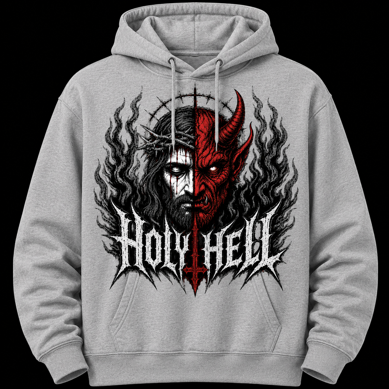 HOLY HELL™ Heaven & Hell Signature Hoodie (Smoke Flames)