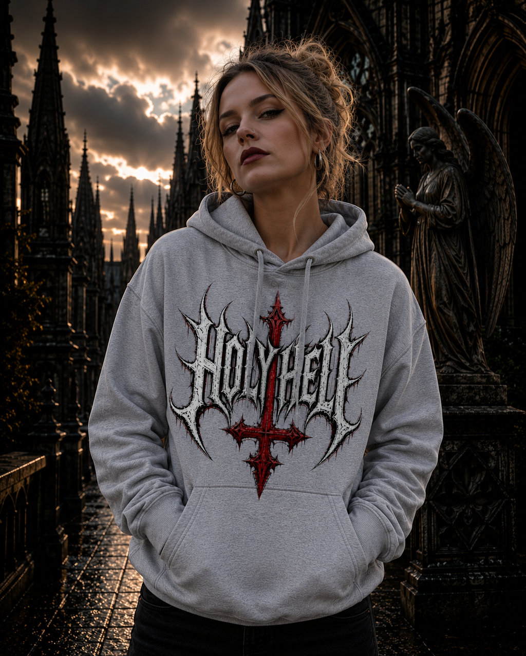 HOLY HELL™ Gothic Cross Hoodie