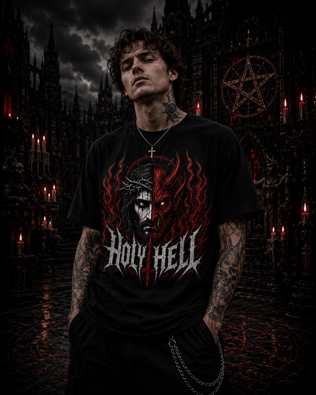 HOLY HELL™ Heaven & Hell Signature T-Shirt (Fire Flames)