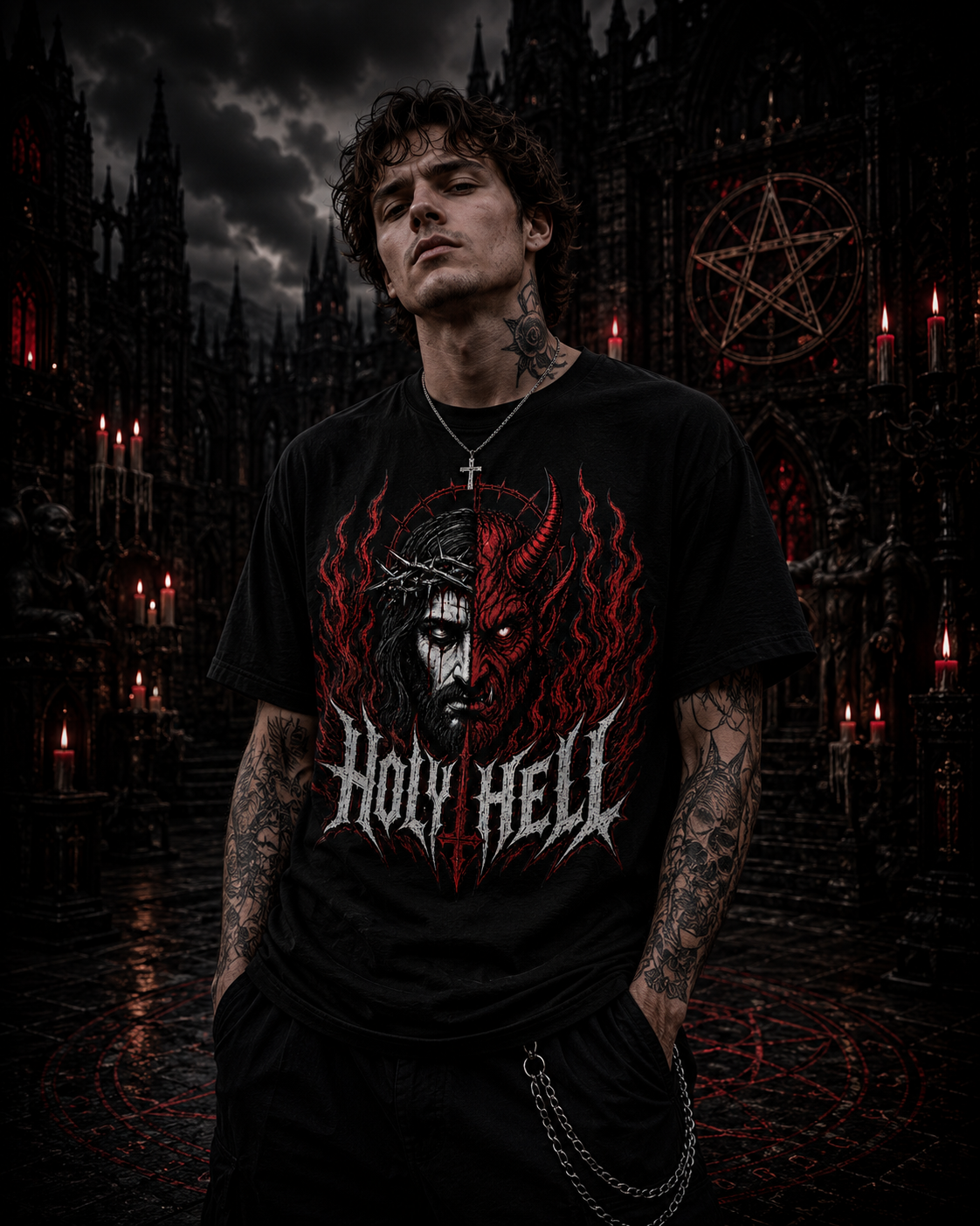 HOLY HELL™ Heaven & Hell Signature T-Shirt (Fire Flames)