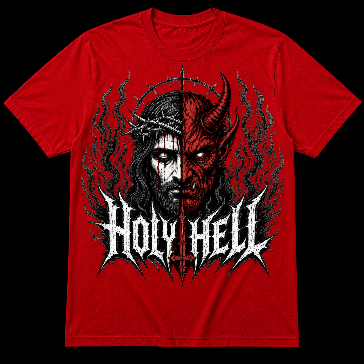 HOLY HELL™ Heaven & Hell Signature T-Shirt (Smoke Flames)