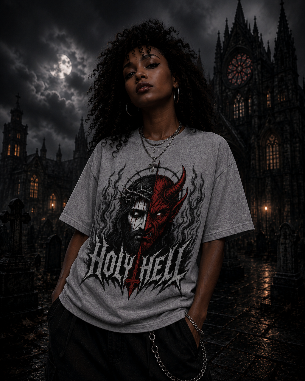 HOLY HELL™ Heaven & Hell Signature T-Shirt (Smoke Flames)