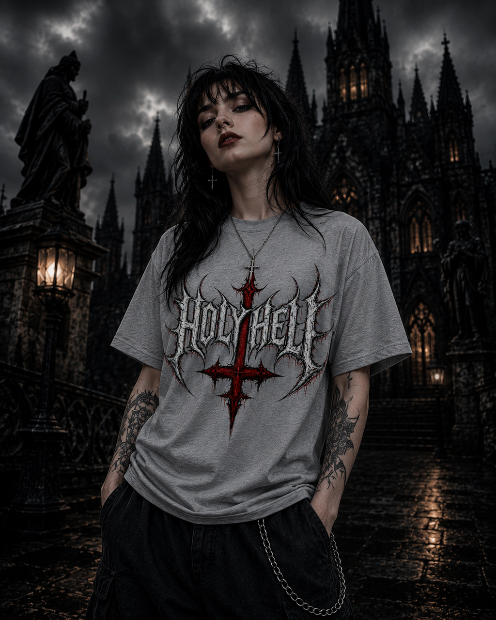 HOLY HELL™ Gothic Cross T-Shirt