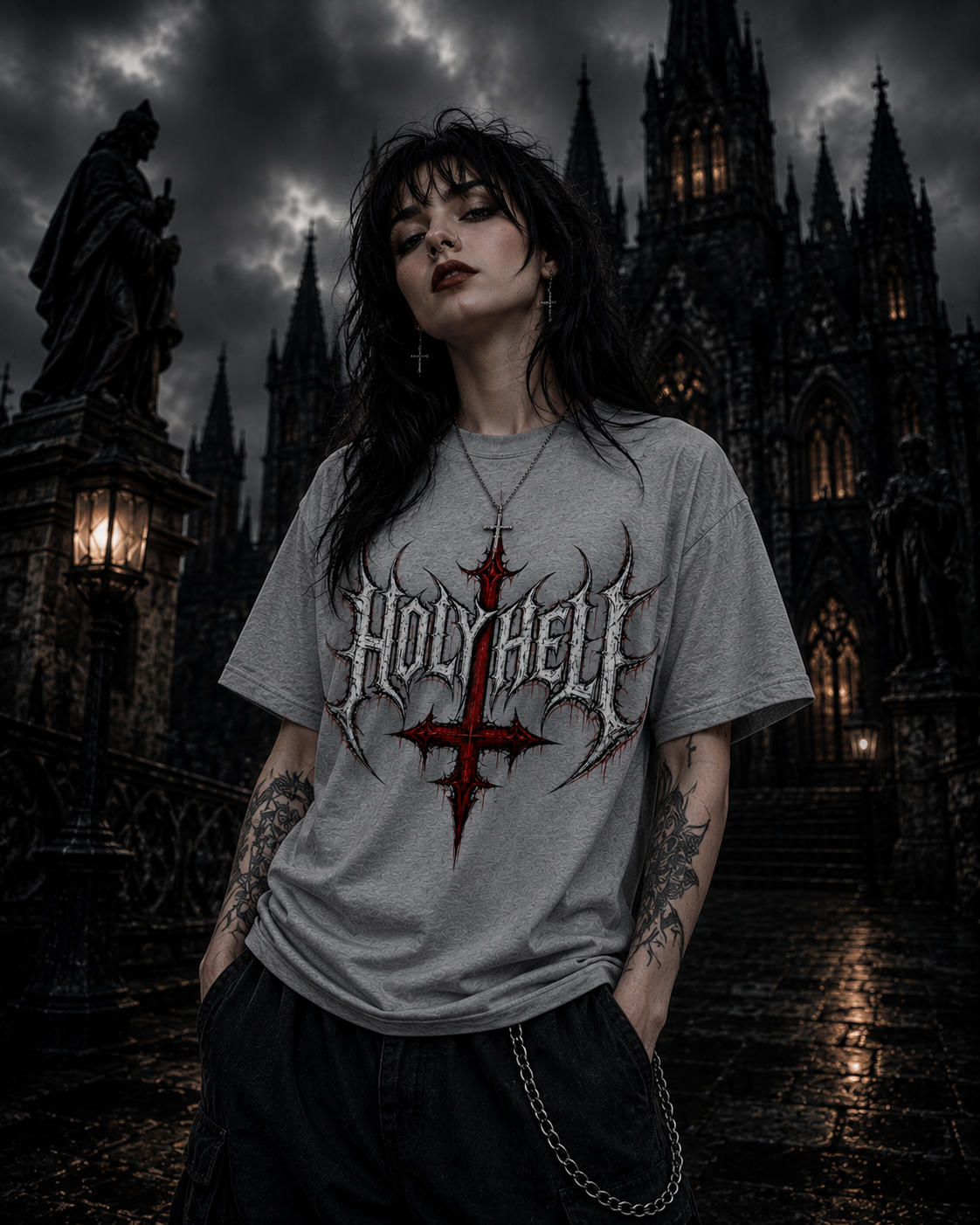HOLY HELL™ Gothic Cross T-Shirt