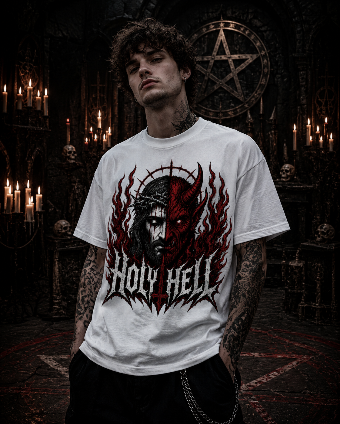 HOLY HELL™ Heaven & Hell Signature T-Shirt (Fire Flames)