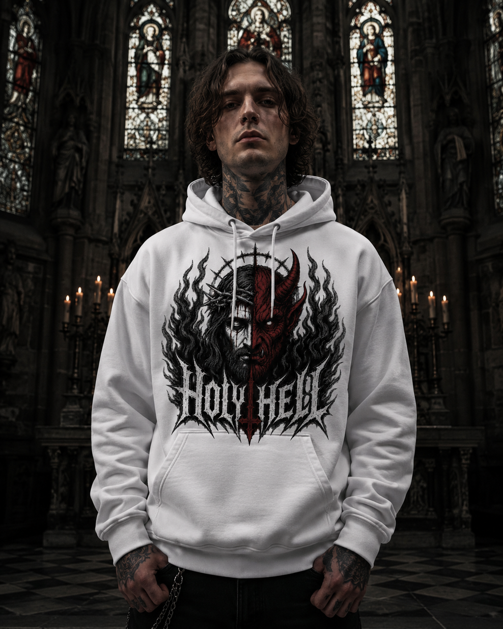 HOLY HELL™ Heaven & Hell Signature Hoodie (Smoke Flames)