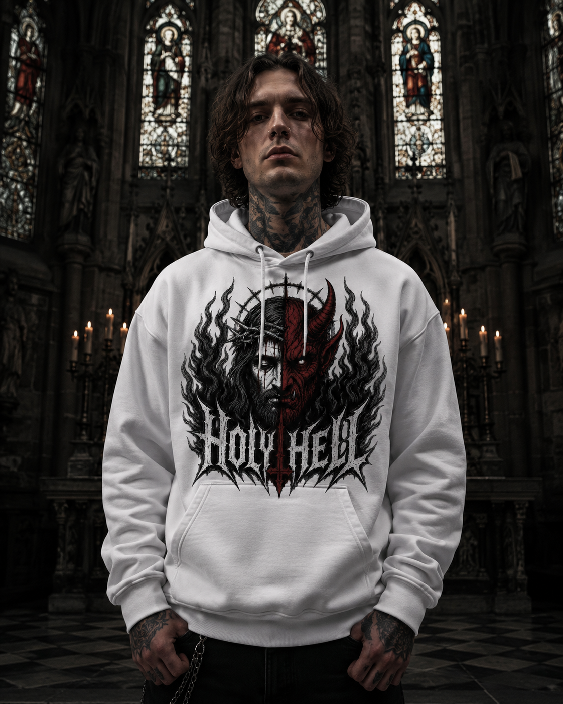 HOLY HELL™ Heaven & Hell Signature Hoodie (Smoke Flames)