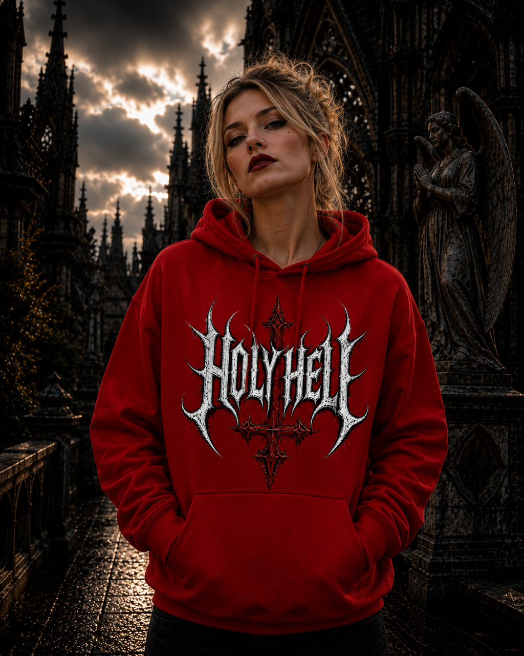 HOLY HELL™ Gothic Cross Hoodie
