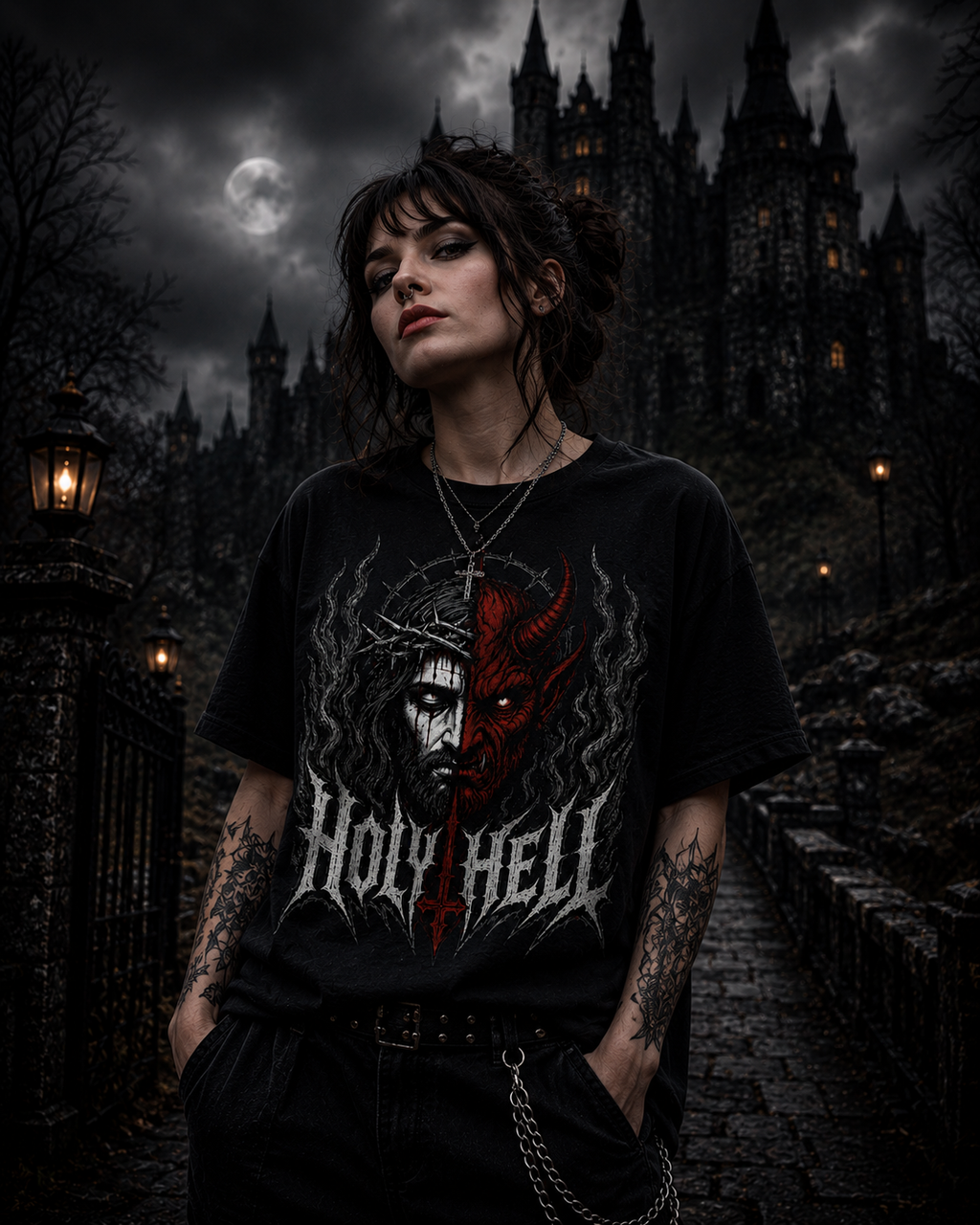 HOLY HELL™ Heaven & Hell Signature T-Shirt (Smoke Flames)