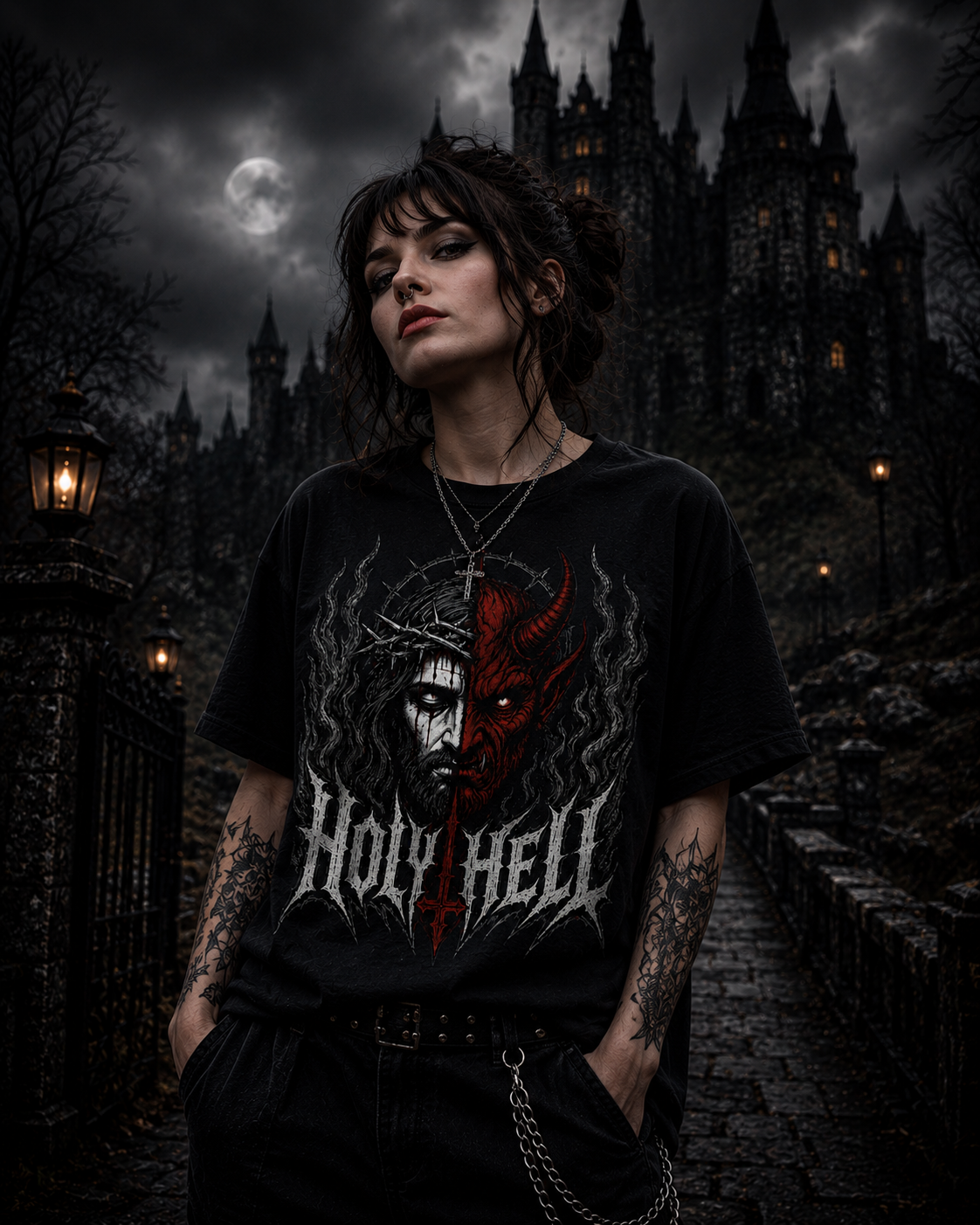 HOLY HELL™ Heaven & Hell Signature T-Shirt (Smoke Flames)